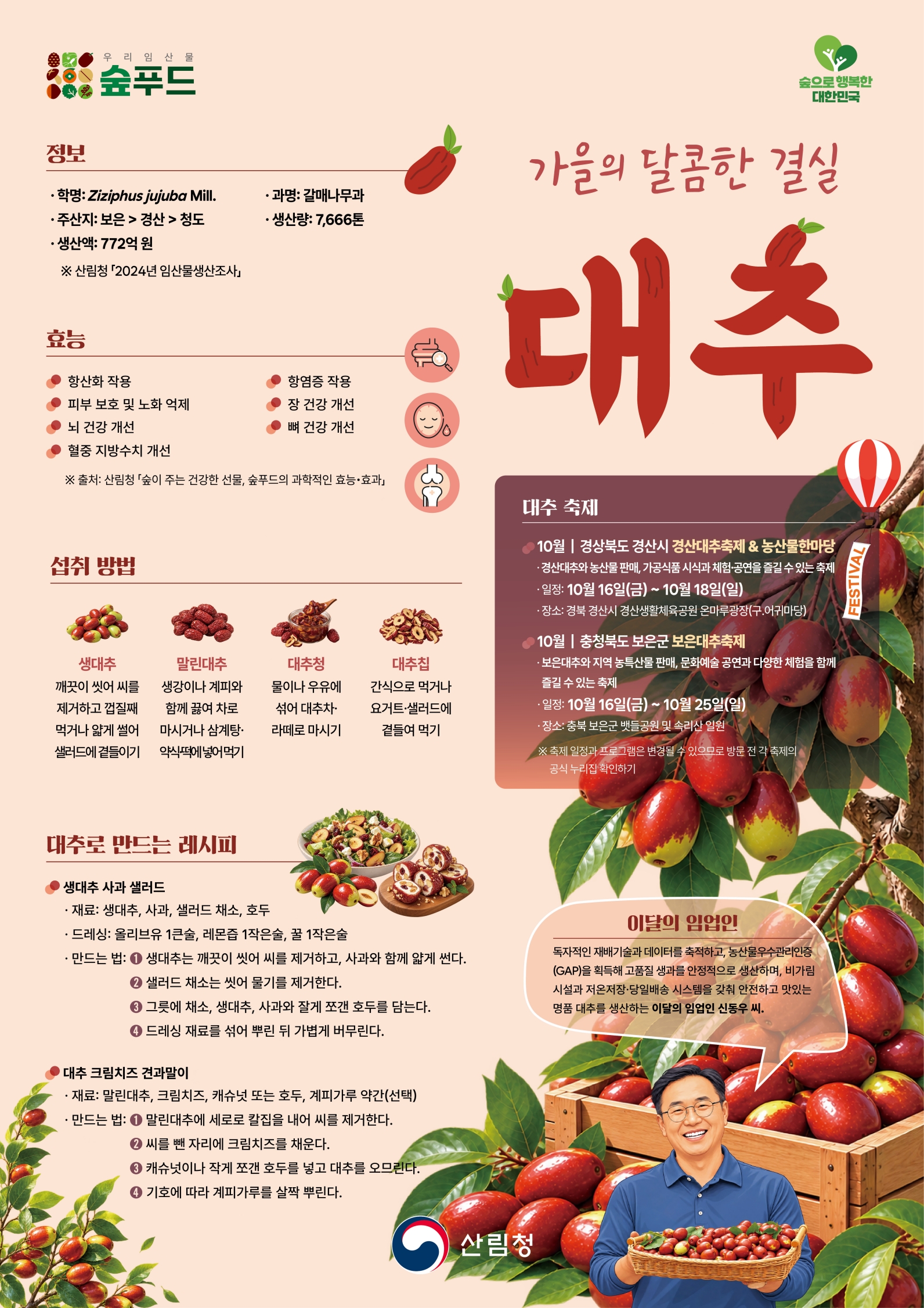 산림청, 10월 이달의 임산물로 ‘대추’ 선정 이미지1