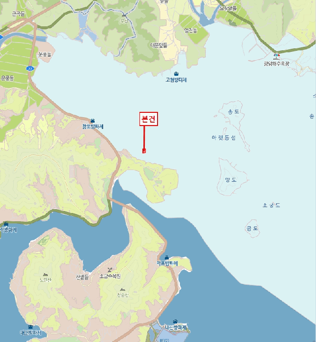 어장의위치 : 경상남도 어업권 경매 물건 사진